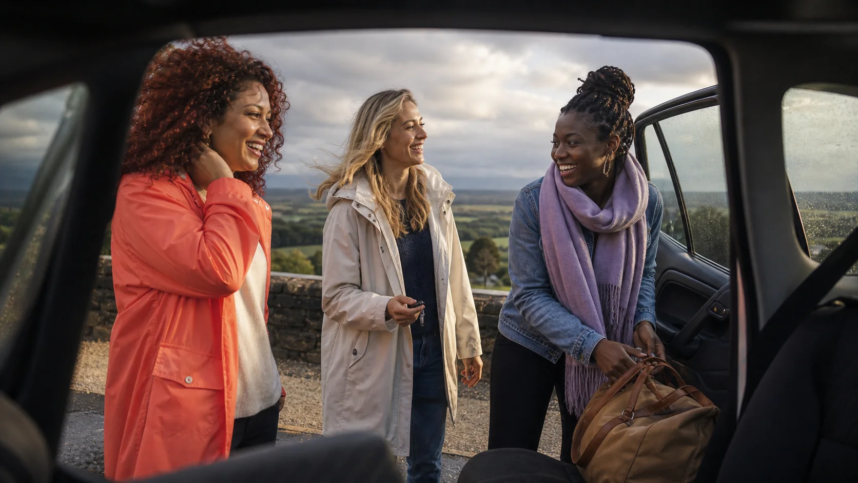 Femmes qui se retrouvent pour un trajet Drive Lady